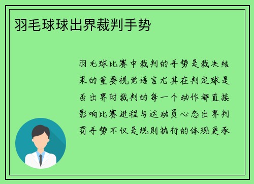 羽毛球球出界裁判手势
