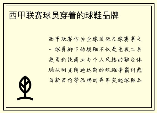 西甲联赛球员穿着的球鞋品牌